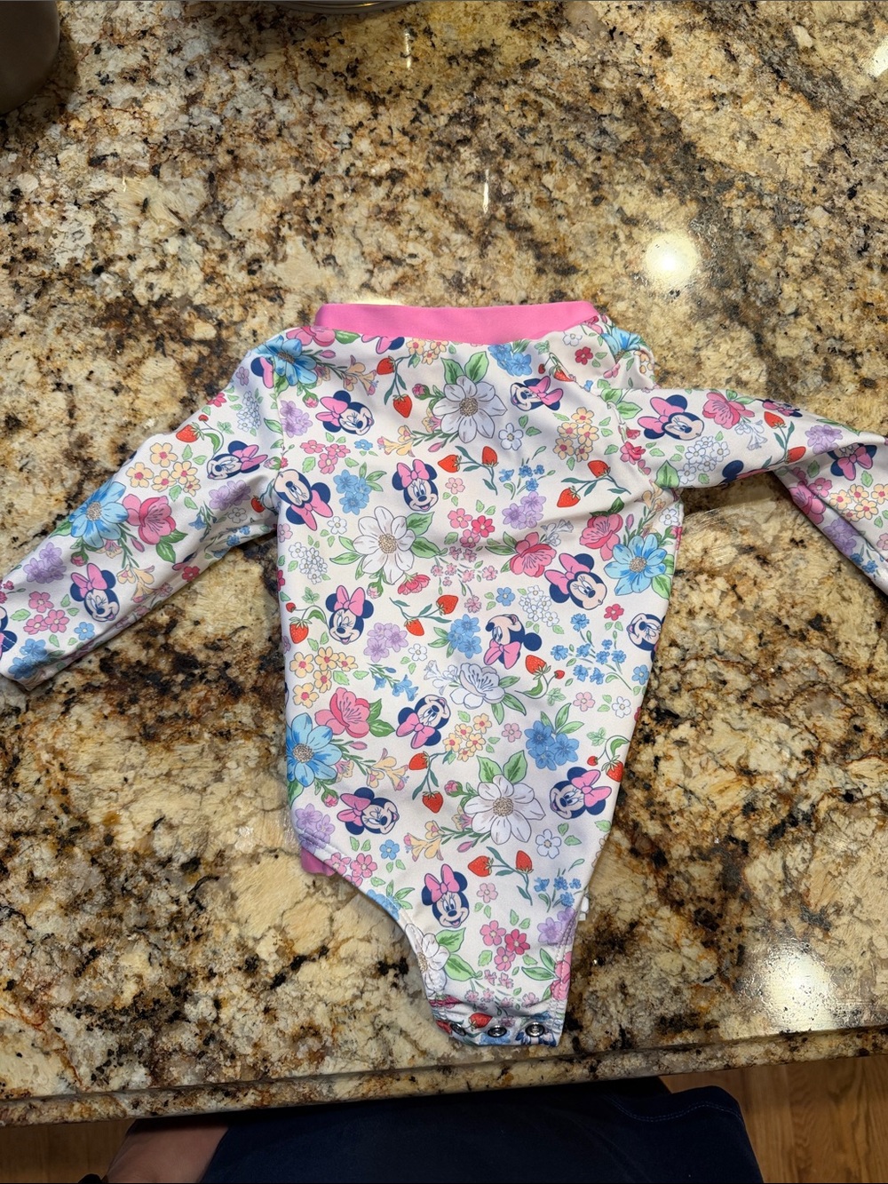 3M Floral Minnie Mouse Long Sleeve swimsuit - Pink Trim